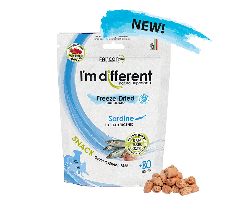 Snack liofilizzato con sardina per cane confezione da 40g